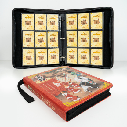 CARDFUN Drawing Cats Collector Card Album 9 Pocket TCG Trading Card Binder PU Leather Cover 360 Pocket Card with Sleeves