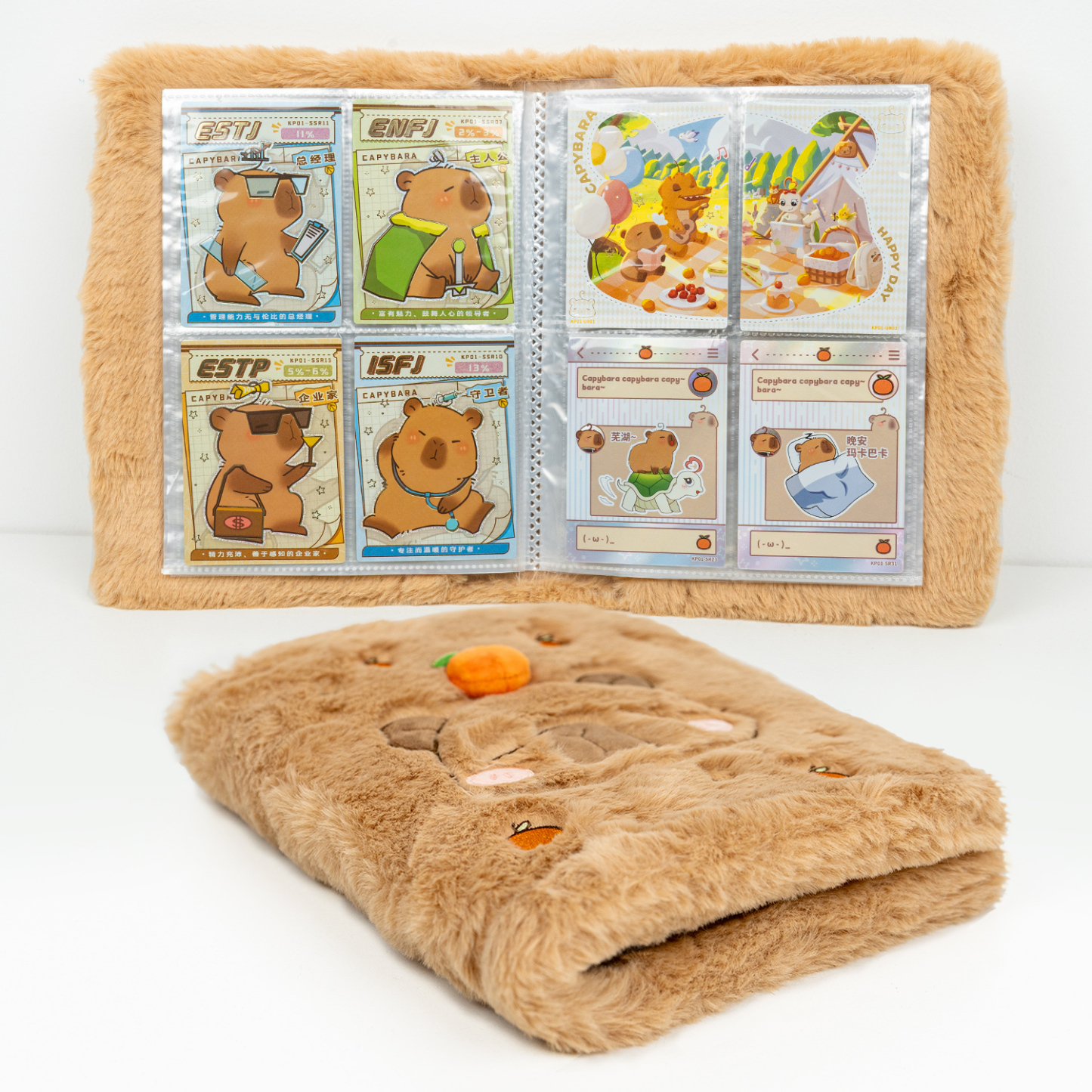 CardFun 4 Pocket Capybara-themed Card Binder, Trading Card Binder Clear Pockets Card Collection Binder, Collectible Card Albums