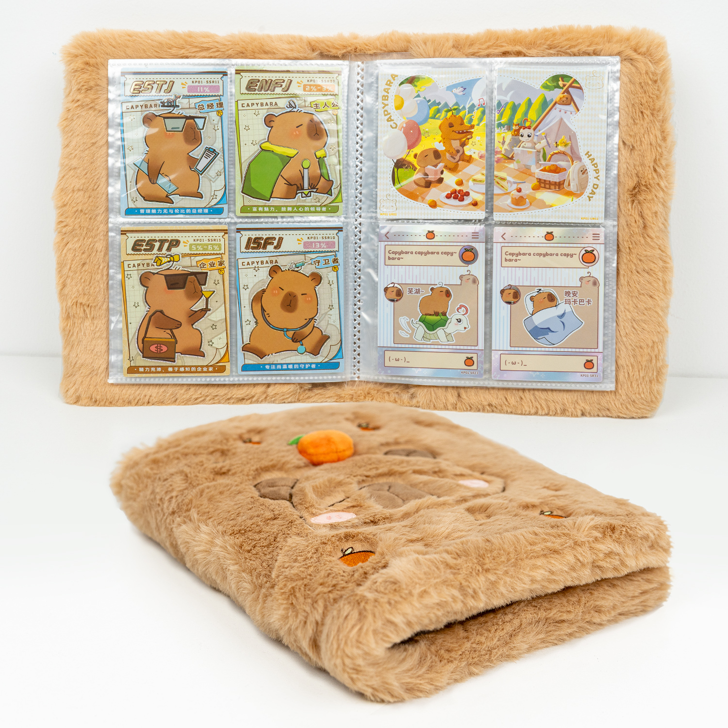 CardFun 4 Pocket Capybara-themed Card Binder, Trading Card Binder Clear Pockets Card Collection Binder, Collectible Card Albums
