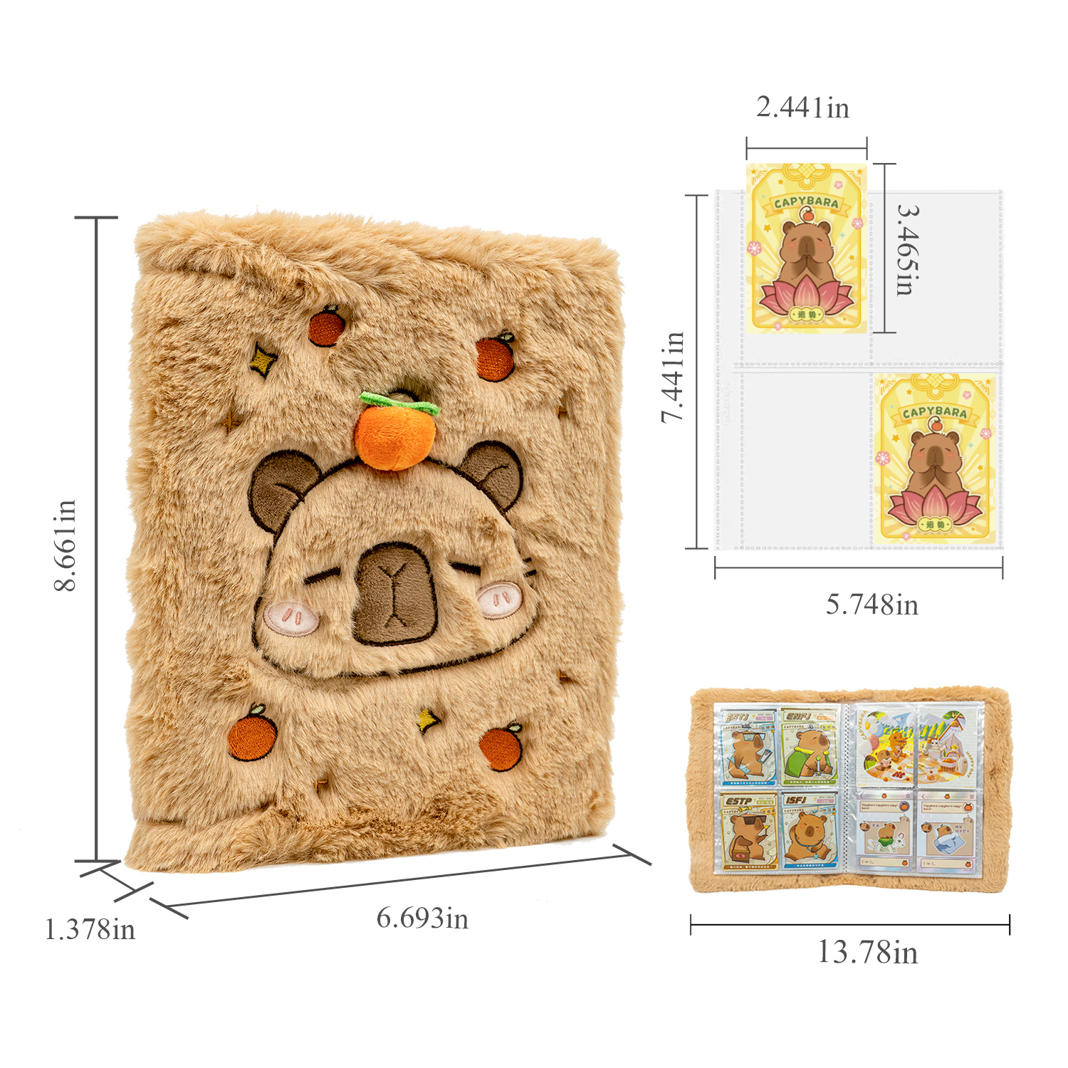 CardFun 4 Pocket Capybara-themed Card Binder, Trading Card Binder Clear Pockets Card Collection Binder, Collectible Card Albums