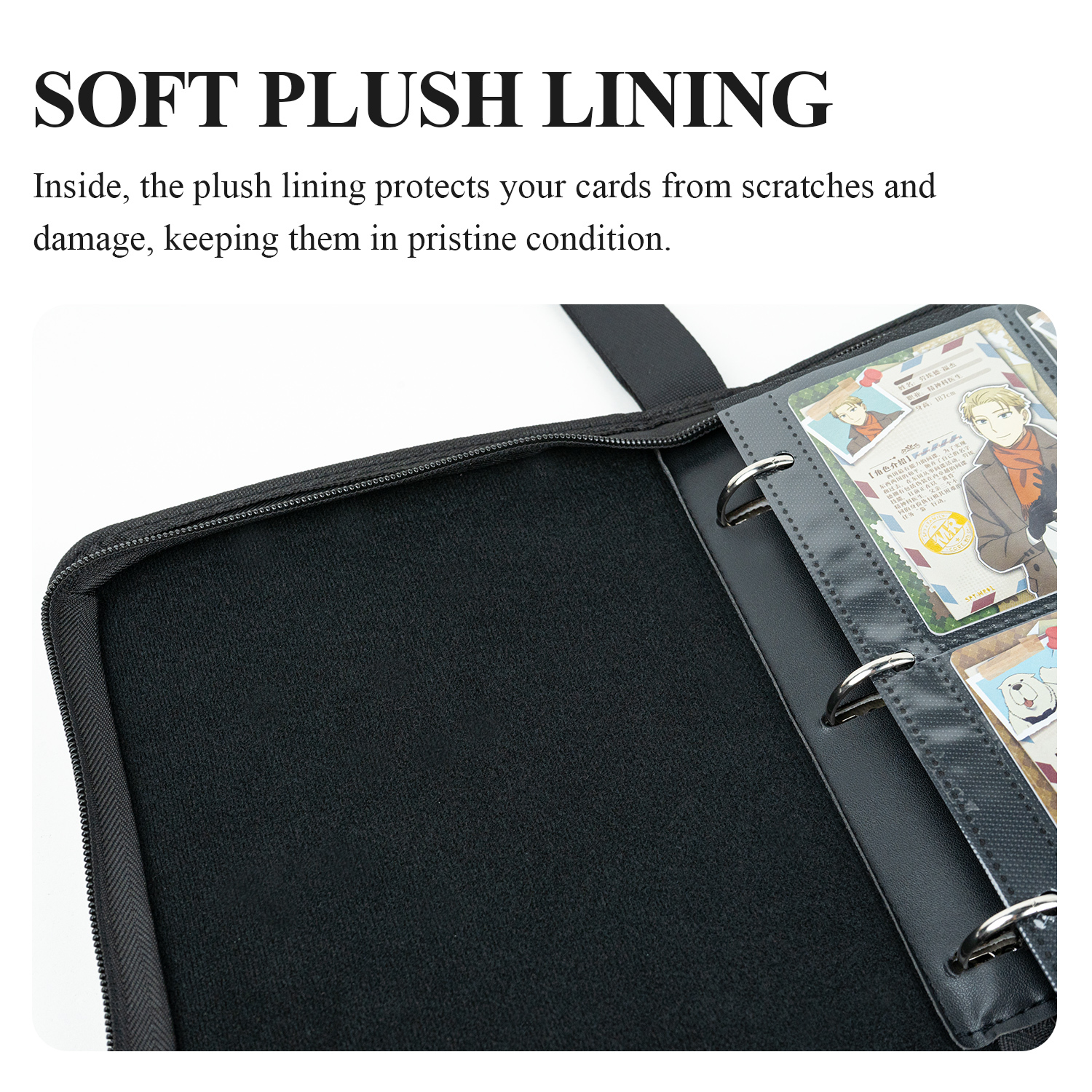 Card Fun 4 Pocket SPY x FAMILY CODE: White Binder, Zipper Binder for Cards Collection, 160 Cards PU Leather Albums with Sleeves