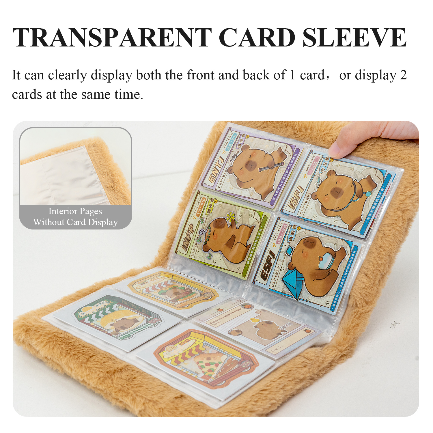 CardFun 4 Pocket Capybara-themed Card Binder, Trading Card Binder Clear Pockets Card Collection Binder, Collectible Card Albums