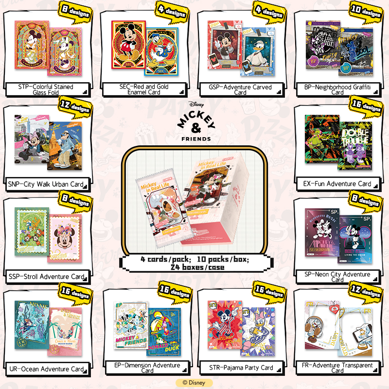 10 Packs CARDFUN Mickey Mouse Minnie Donald Duck Collectible Trading Cards Official CCG Cards Christmas Birthday Gifts