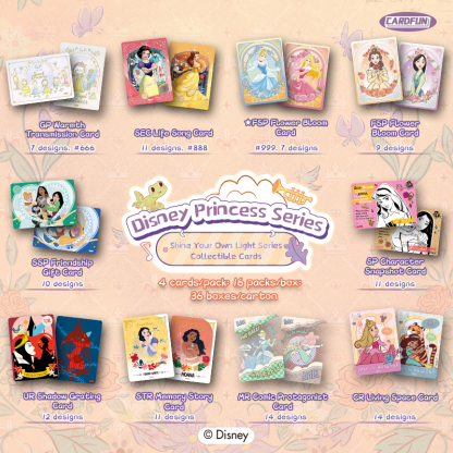 16 Packs CARDFUN Disney Princess Show Yourself Collectable Card Trading Cards Official Anime TCG CCG Hobby Gifts Toys
