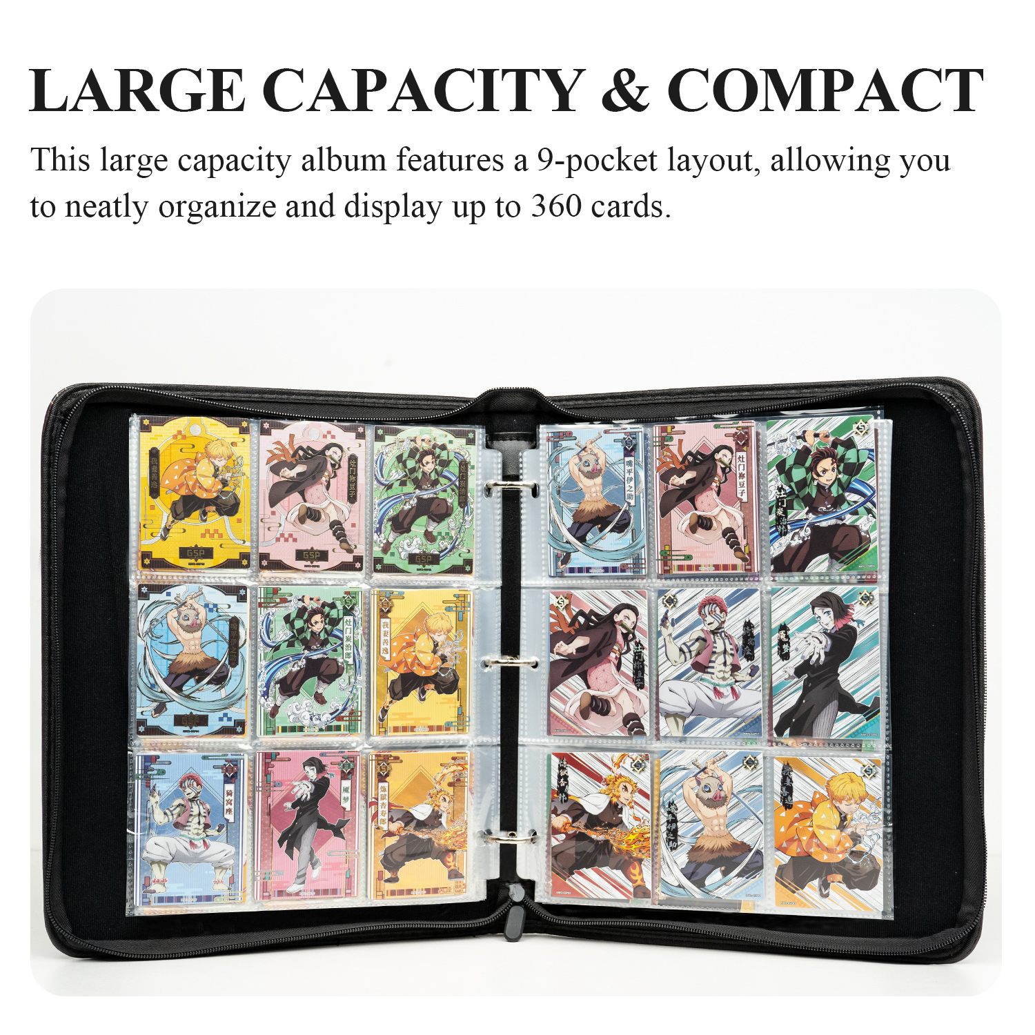 CardFun 9 Pocket Demon Slayer Mugen Train TCG Binder, 360 Double Sided Pocket Card Holder Album with 20 Removable Sleeves, Card Folder Card Album