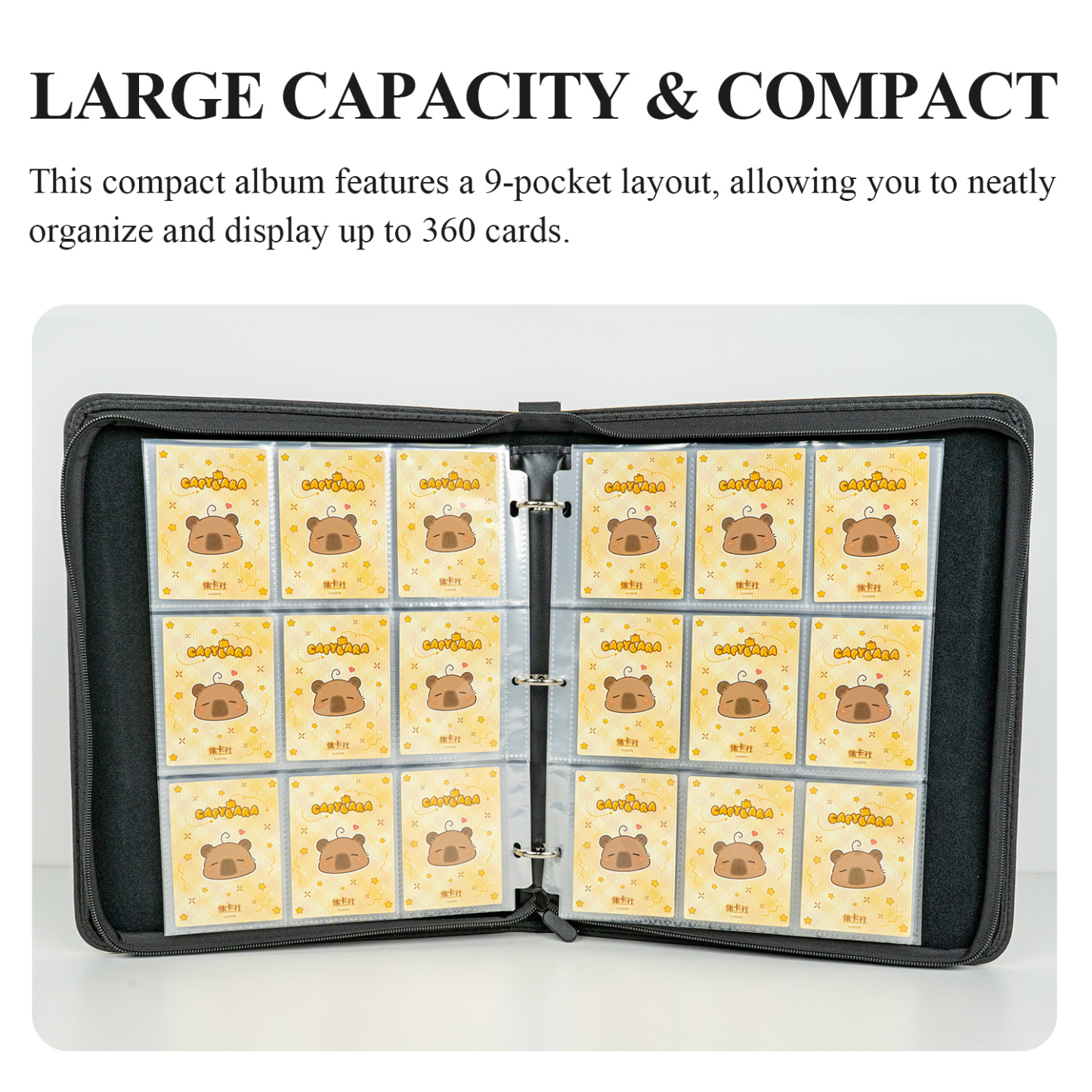 CARDFUN The Classic of Mountains and Rivers Collector Card Album 9 Pocket Trading Card Binder PU Leather Cover 360 Pocket Card