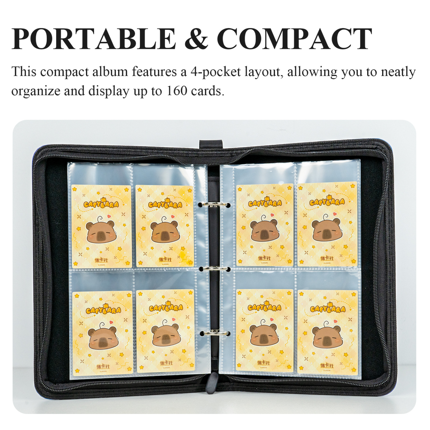 CARDFUN Link Click Collector Card Album 4 Pocket TCG Trading Card Binder PU Leather Cover 160 Pocket Card with Sleeves