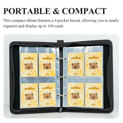CARDFUN Link Click Collector Card Album 4 Pocket TCG Trading Card Binder PU Leather Cover 160 Pocket Card with Sleeves