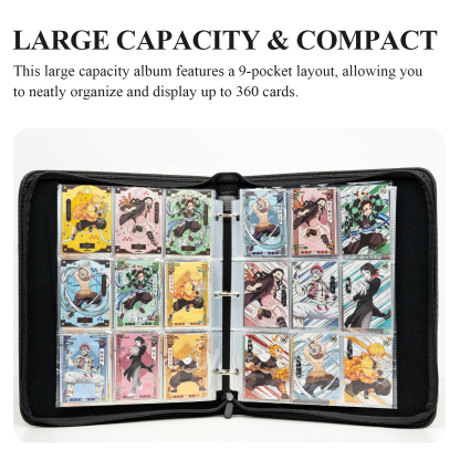 CardFun 9 Pocket Demon Slayer Mugen Train TCG Binder, 360 Double Sided Pocket Card Holder Album with 20 Removable Sleeves, Card Folder Card Album