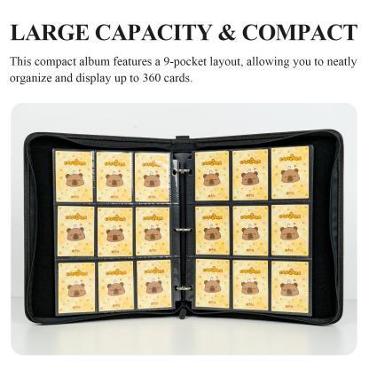CARDFUN Drawing Cats Collector Card Album 9 Pocket TCG Trading Card Binder PU Leather Cover 360 Pocket Card with Sleeves