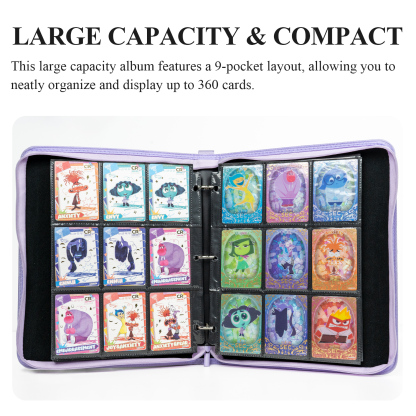 CARDFUN Inside Out2 Collector Card Album 9 Pocket TCG Trading Card Binder PU Leather Cover 360 Pocket Card with Sleeves