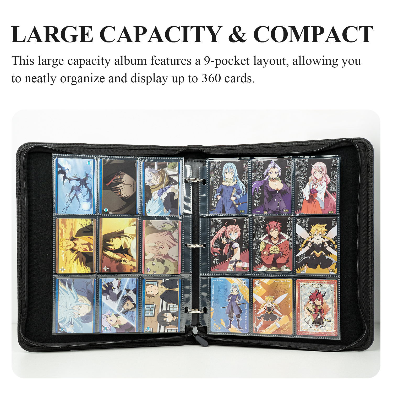 CardFun 9 Pocket That Time I Got Reincarnated as a Slime Card Binder, Trading Card Binder, 360 Cards PU Leather Albums, TCG Card Holder