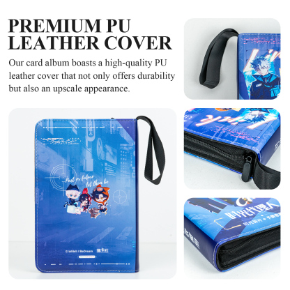 CARDFUN Link Click Collector Card Album 4 Pocket TCG Trading Card Binder PU Leather Cover 160 Pocket Card with Sleeves