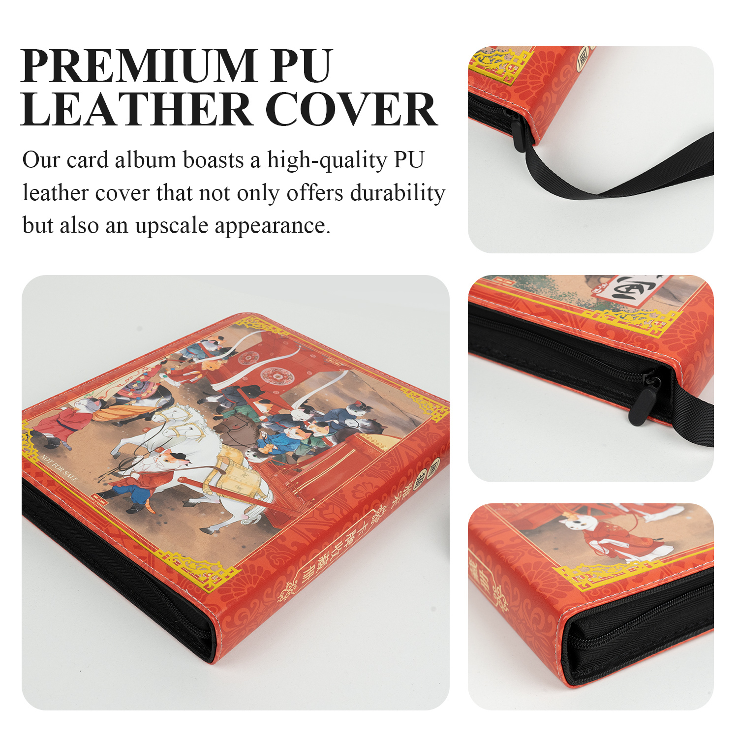 CARDFUN Drawing Cats Collector Card Album 9 Pocket TCG Trading Card Binder PU Leather Cover 360 Pocket Card with Sleeves