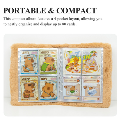 CardFun 4 Pocket Capybara-themed Card Binder, Trading Card Binder Clear Pockets Card Collection Binder, Collectible Card Albums