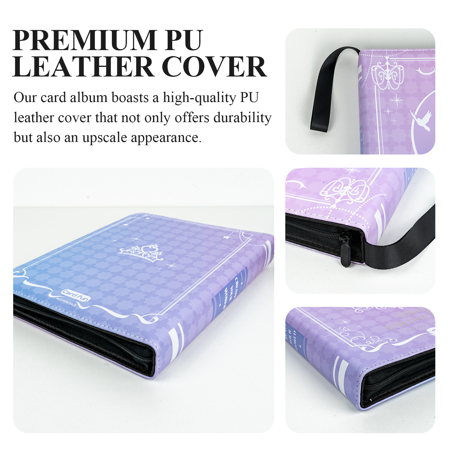 CARDFUN Disney Princess Card Album 9 Pocket Card Binder with Sleeves 360 Double Sided Pocket PU Leather Cover