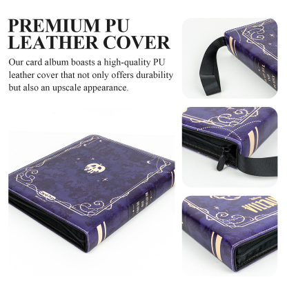 CARDFUN Disney Princess Card Purple Album 9 Pocket Card Binder with Sleeves 360 Double Sided Pocket PU Leather Cover