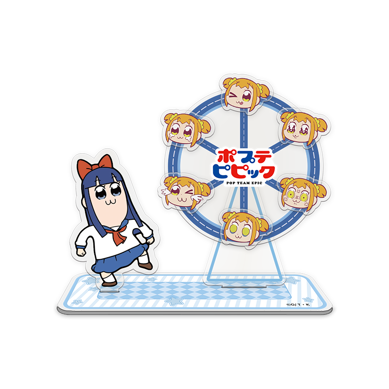 CARDFUN Pop Team Epic Acrylic Ferris Wheel Plush Doll Keychain Japanese Cartoon Anime Merch (4 pieces/1set)