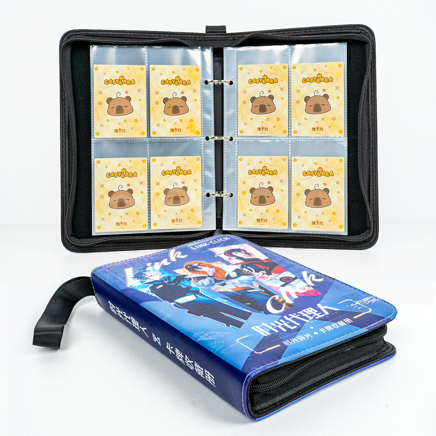 CARDFUN Link Click Collector Card Album 4 Pocket TCG Trading Card Binder PU Leather Cover 160 Pocket Card with Sleeves