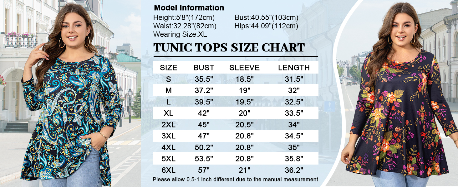 size for tunics