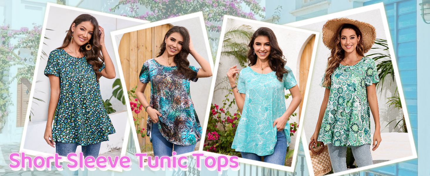 short sleeve tunic tops for women