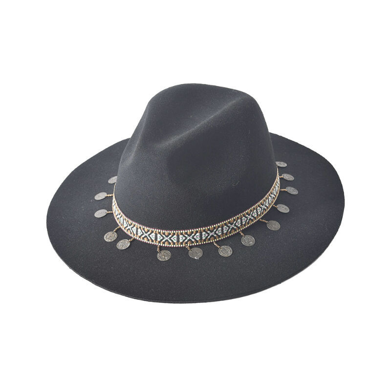 High quality custom fedora winter rivet belt panama felt hats for female