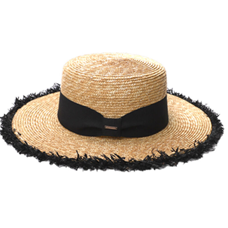 Wholesale summer flat large brim boater vented china straw hat fashion for women sun