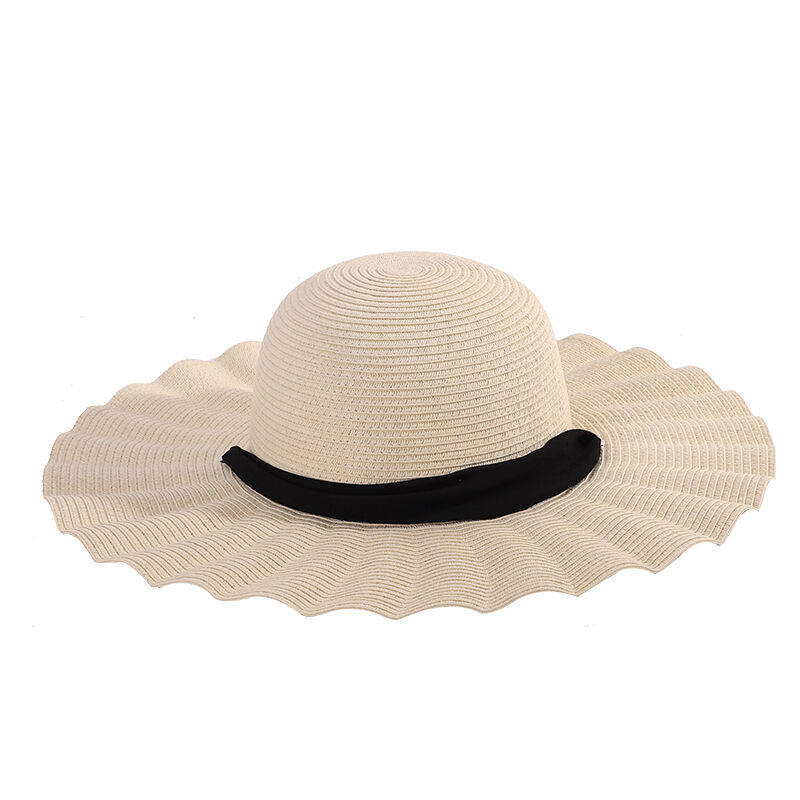 High quality summer wide brim sun block oversize straw floppy hat for women beach