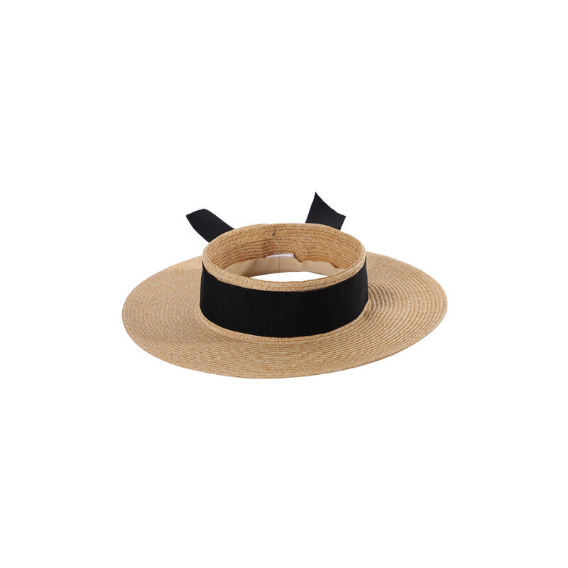 Fashion personalised wide brim uv protection sun handmade straw visor summer beach hats