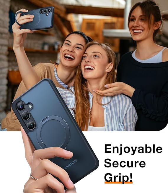 TORRAS Magnetic Ostand for Samsung Galaxy S24 Plus Case, [Military Grade Drop Tested][Compatible with MagSafe][Build in Kickstand] Shockproof Slim Protective for S24+ Case 6.7", Translucent Black