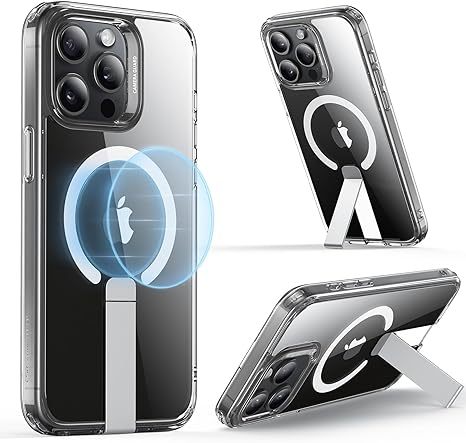 ESR for iPhone 15 Pro Max Case,Compatible with MagSafe,Fully Adjustable Flickstand,Military-Grade Drop Protection,Slim Back Cover with Patented Kickstand, Boost Series, Clear