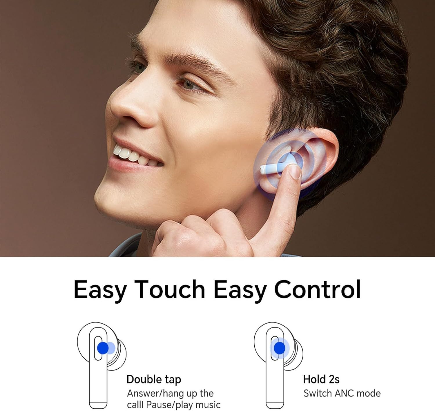 Hybrid Active Noise Cancelling Earbuds with 45dB.Waterproof Wireless Bluetooth Ear Buds.in-Ear Earphones with AI Clear Call Mics.40H Playtime.Bass Stereo for iPhone.Android.Pad-White