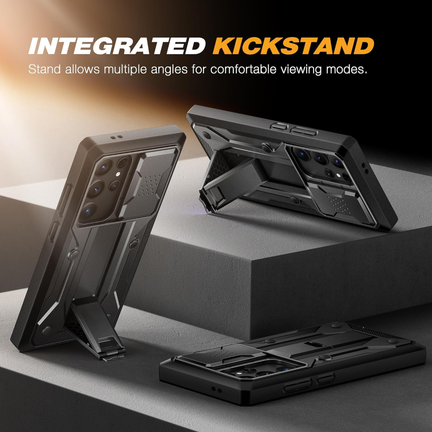 Samsung Galaxy S24 Ultra Case, [Bulit-in Screen Protector & Slide Camera Cover] [2 Front Frame] Military Grade Shockproof Phone Case with Kickstand & Belt-Clip 6.8"