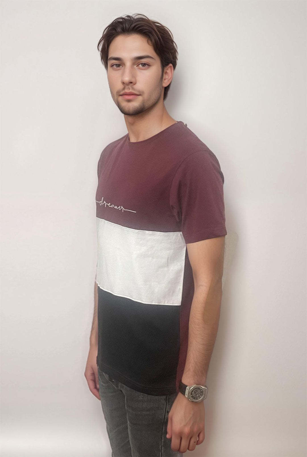 COLOR BLOCK MEN'S OUTFITS CREW NECK TEE