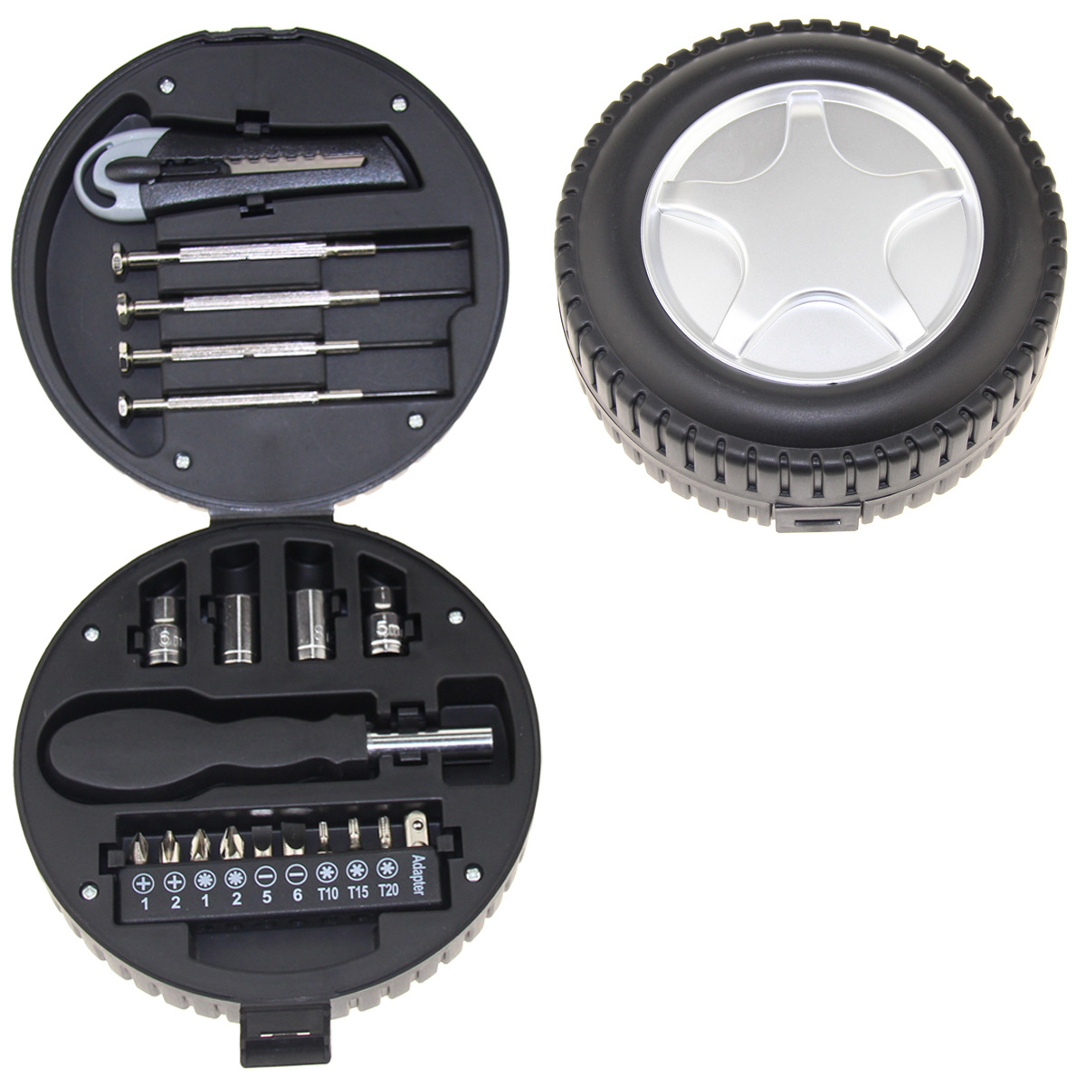 Promotional Giveaway Tire Shaped Tool Set Gift Tool Set 20 Pcs Small Tire Tool Set