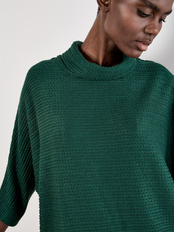 Textured Cable Knit Cocoon Jumper Mini Dress