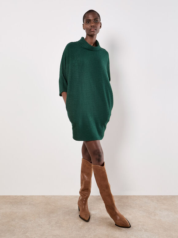 Textured Cable Knit Cocoon Jumper Mini Dress