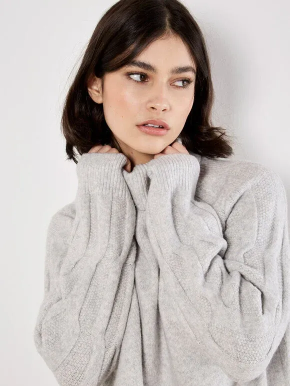 Cable Knit Roll Neck Jumper