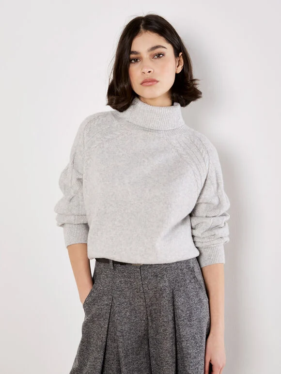 Cable Knit Roll Neck Jumper