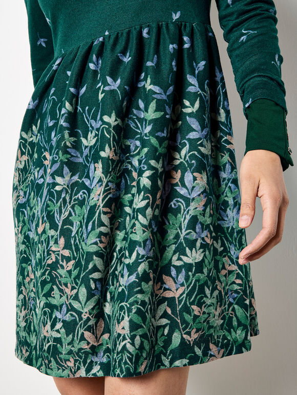 Floral Print Soft Knit Skater Mini Dress