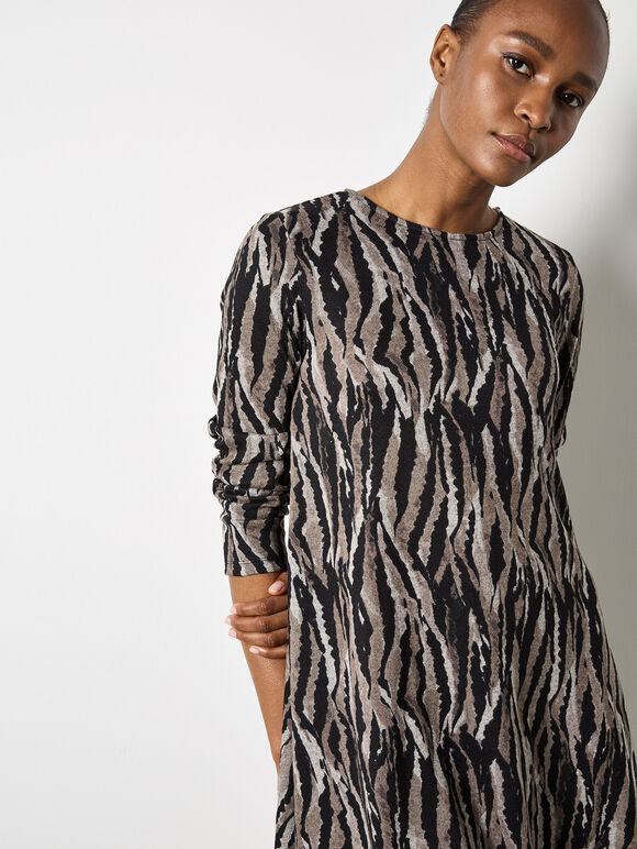 Zebra Knit Swing Mini Dress