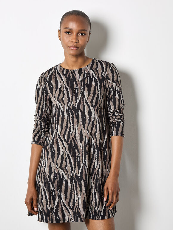 Zebra Knit Swing Mini Dress
