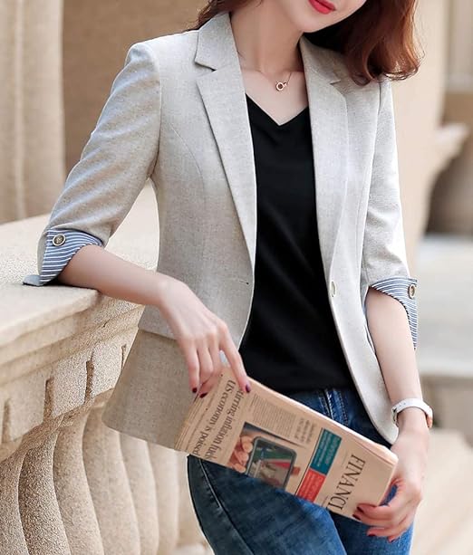 Womens Casual Jacket Casual Work Blazer Office Jacket Slim Fit Blazer for Business Lady