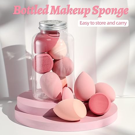 Makeup Sponge Set BS-MALL Blender Sponges 7 Pcs for Liquid, Cream, and Powder, Multi-colored with 1 Mini Makeup Sponge Pink (F-PinkGrey)