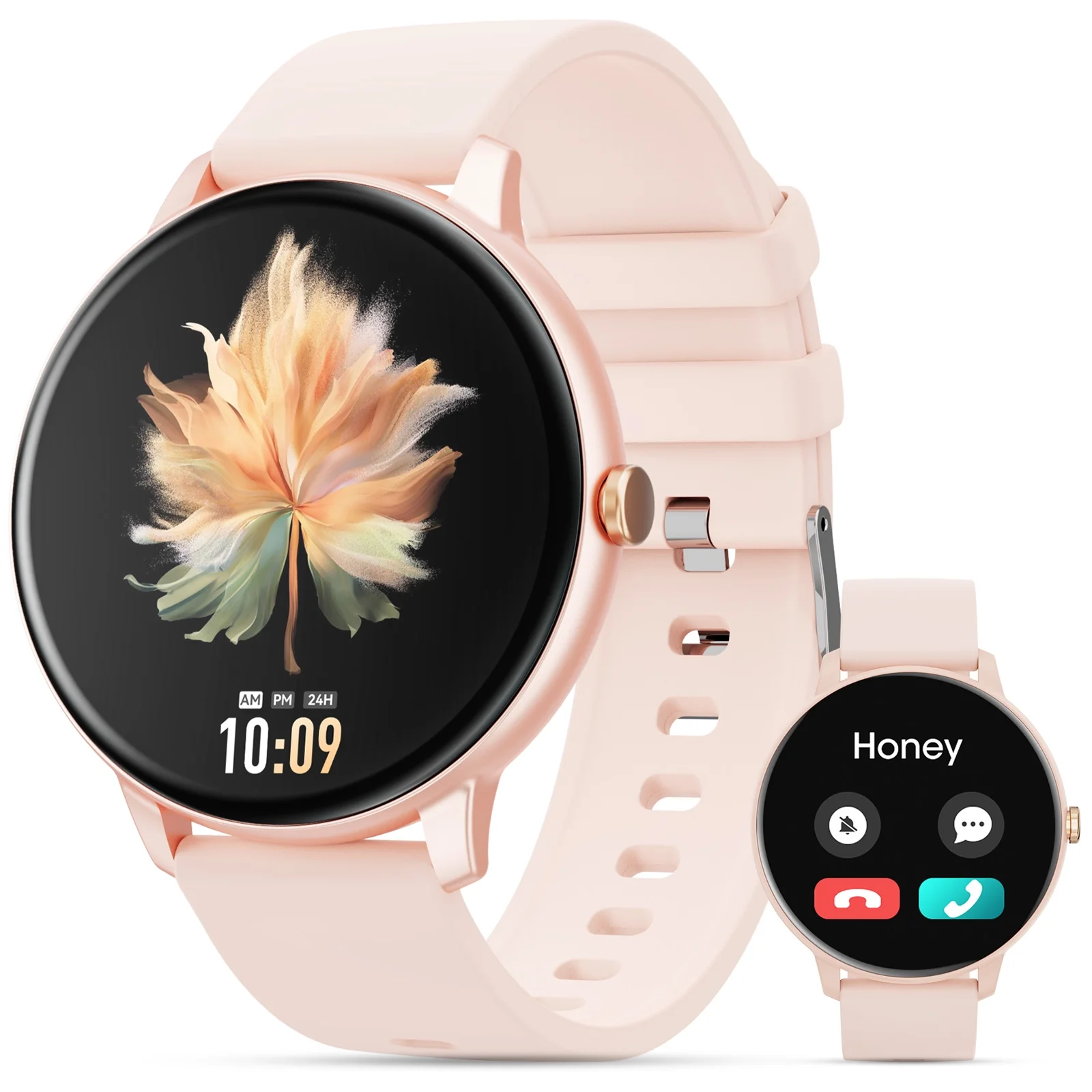 Women's Smart Watch, 1.39-inch HD Touch Screen, Fitness Tracker, Multiple Sports Modes, Wireless Calling, for Android and iPhone Devices (Pink)