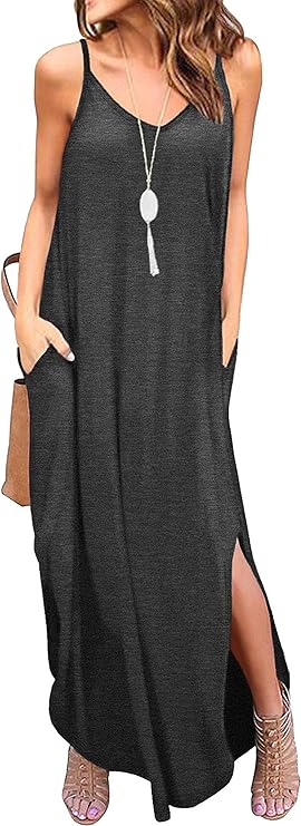 Women's Summer Casual Loose Dress Beach Cover Up Long Cami Maxi