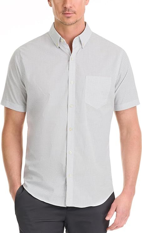 Men's Wrinkle Free Short Sleeve Button Down Check Shirt