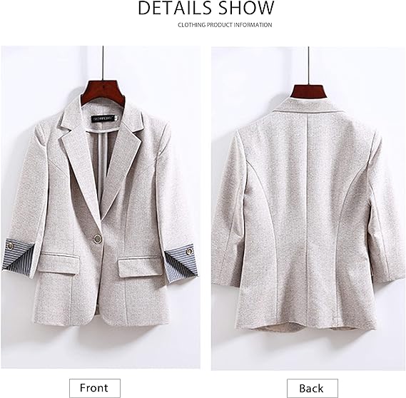 Womens Casual Jacket Casual Work Blazer Office Jacket Slim Fit Blazer for Business Lady