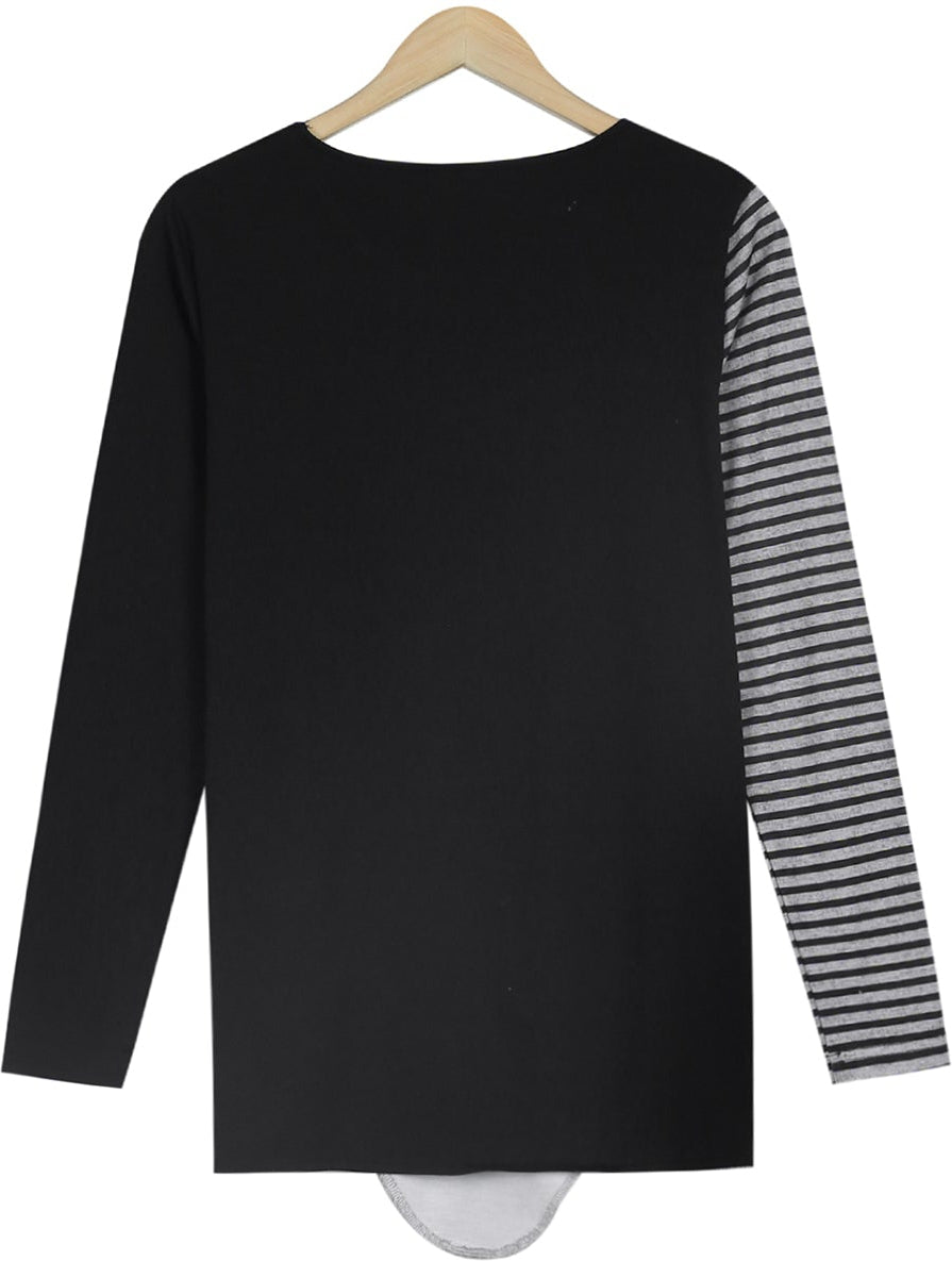 Vintage Stripe Black and Gray Color Block Tunic