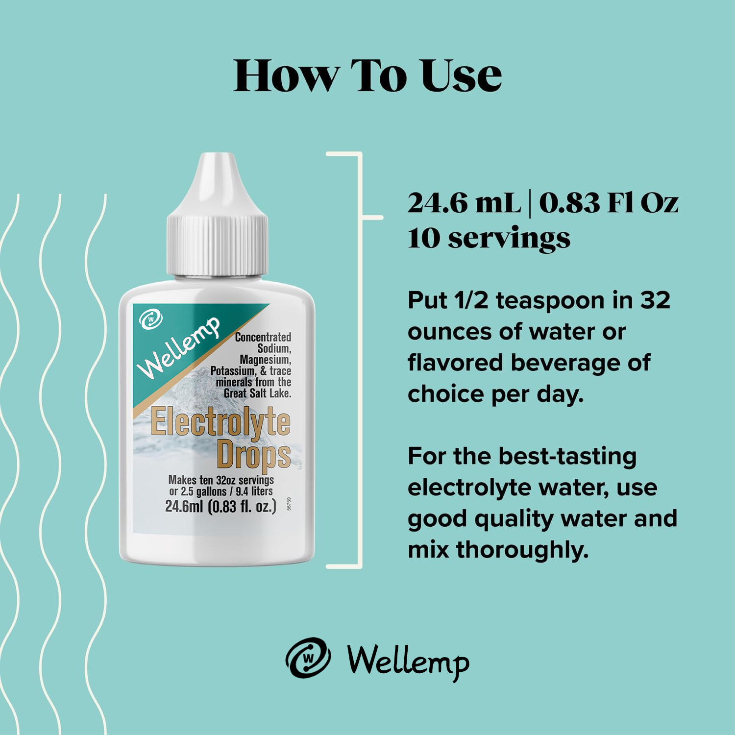 Wellemp®Electrolyte Hydration Drops - Keto Diets & Intermittent Fasting - Immune Support - Gluten & Sugar Free - Paleo - Sodium, Magnesium, Potassium & Trace Minerals - Unflavored - .83 fl oz